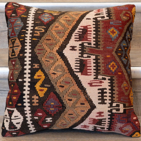 Small Handmade Turkish kilim cushion -309674-AW