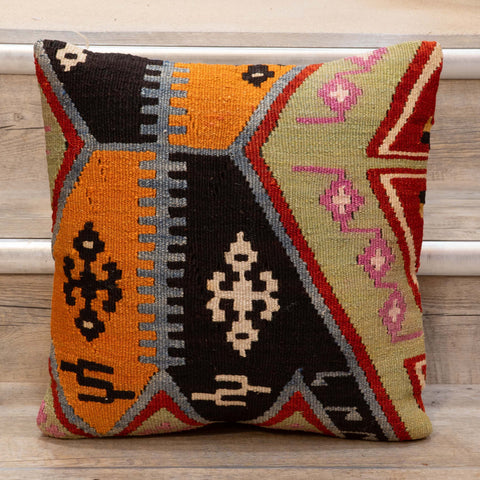 Small Handmade Turkish kilim cushion - 309674-R