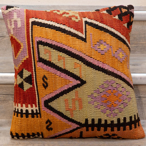 Small Handmade Turkish kilim cushion - 309674-W