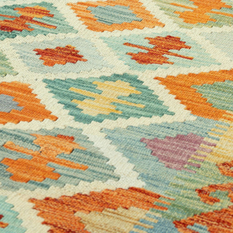 Handmade Afghan Kilim short runner - 309748