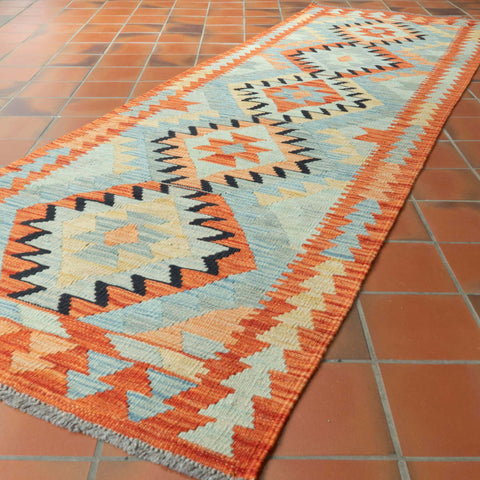 Handmade Afghan Kilim short runner - 309752