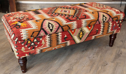Turkish Kilim covered ottoman - 309828