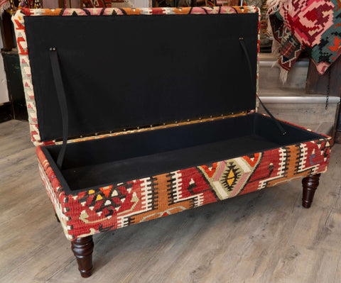 Turkish Kilim covered ottoman - 309828