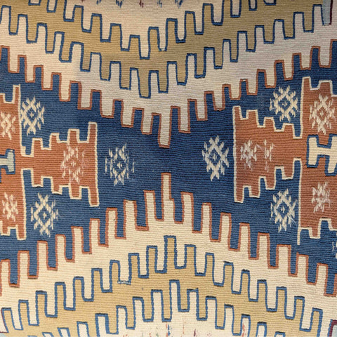 Fine old Turkish Konya Kilim covered ottoman - 309828C