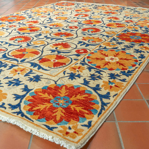 Handmade fine Afghan Suzani rug - 309911
