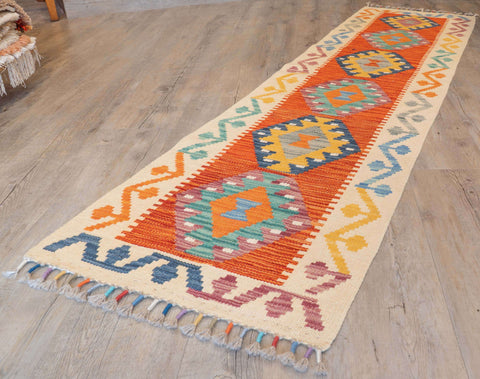 Handmade Afghan Kilim short runner - 310029
