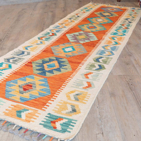 Handmade Afghan Kilim short runner - 310034