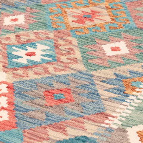 Handmade Afghan Kilim short runner - 310204