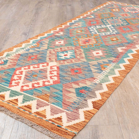 Handmade Afghan Kilim short runner - 310204