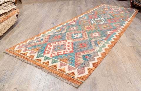 Handmade Afghan Kilim short runner - 310204