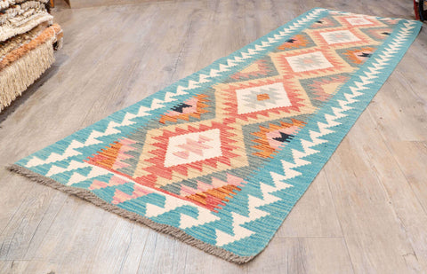 Handmade Afghan Kilim short runner - 310210
