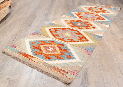 Handmade Afghan Kilim short runner - 310211