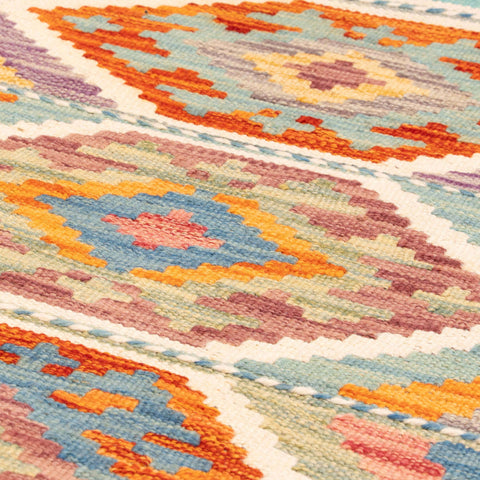 Handmade Afghan Kilim short runner - 310214