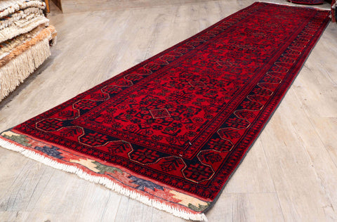 Handmade fine Afghan Kunduz short runner - 310343