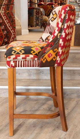 Turkish kilim covered Counter height stool - 310495-A