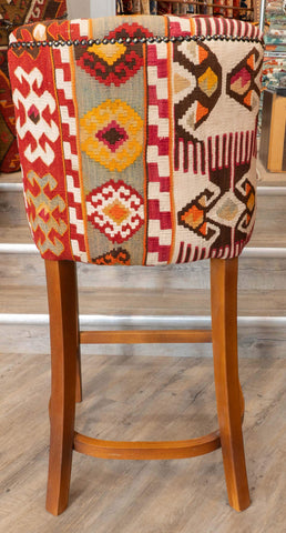 Turkish kilim covered Counter height stool - 310495-A