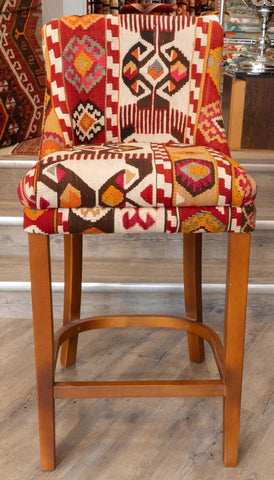 Turkish kilim covered Counter height stool - 310495-B