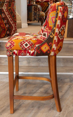 Turkish kilim covered Counter height stool - 310495-B