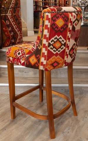 Turkish kilim covered Counter height stool - 310495-B