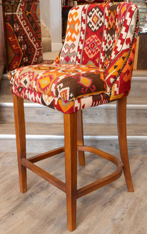 Turkish kilim covered Counter height stool - 310495
