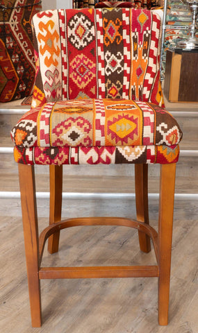 Turkish kilim covered Counter height stool - 310495