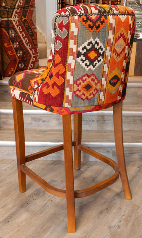 Turkish kilim covered Counter height stool - 310495
