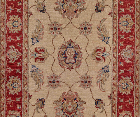 Handmade extra fine Afghan Ziegler short runner - 310554