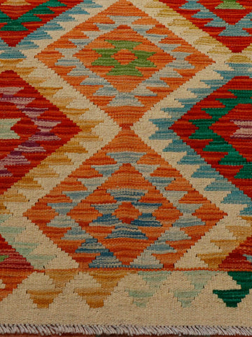 colourful geometric Afghan kilim 143 x 98cm - 4'8 x 3'3