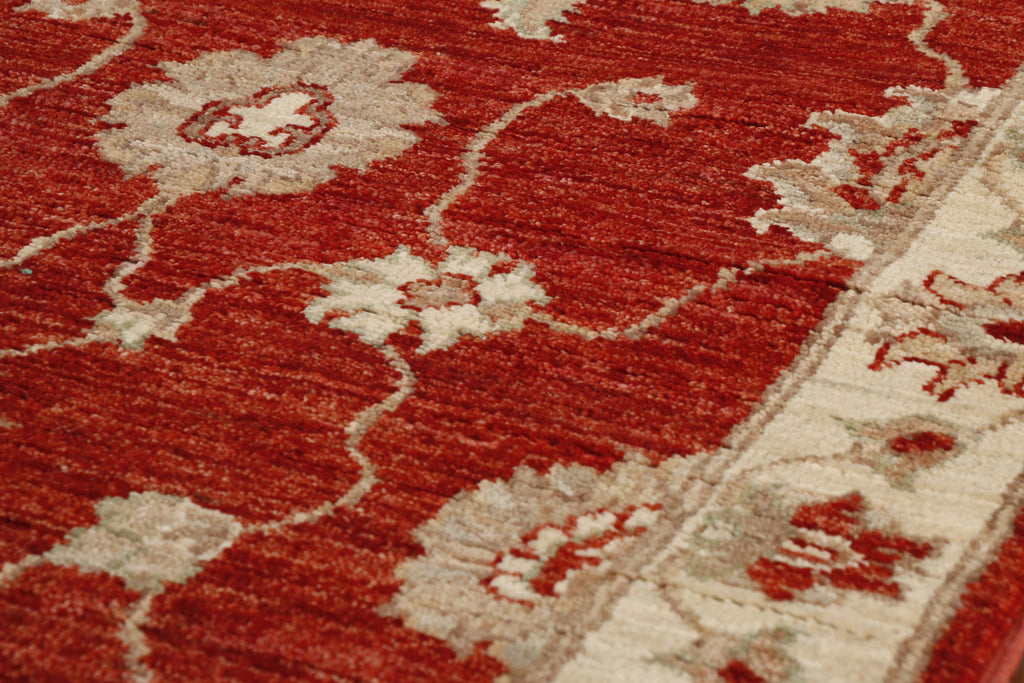 Lovely red hand made Afghan Ziegler runner in an arts and craft style