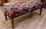 Turkish kilim covered bench stool - 308014