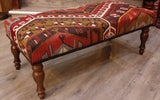 Turkish kilim covered bench stool - 308017