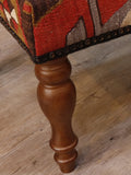 Turkish kilim covered bench stool - 308017