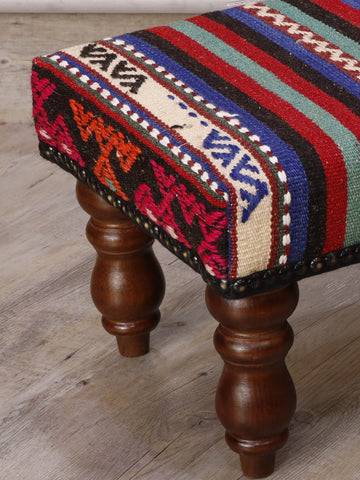 Small handmade Turkish kilim stool - 308588