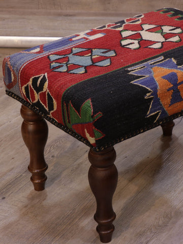 Medium Turkish kilim covered stool - 308684