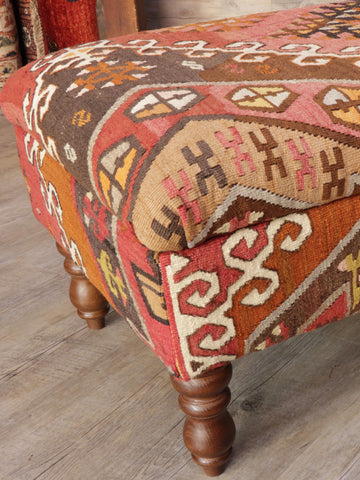 Turkish Kilim covered ottoman - 308940