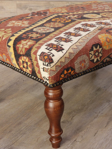 Turkish kilim covered large stool - 308941