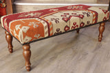 Turkish kilim covered bench stool - 308942